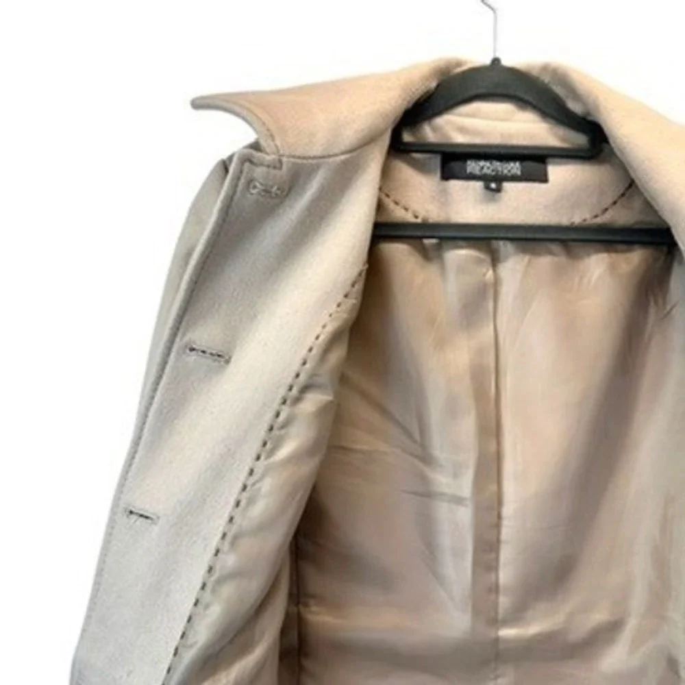 Kenneth Cole Reaction Tan Coat Women's Size 8 Button Front Knee Length - Picture 8 of 13